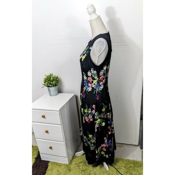 TED BAKER LONDON NWT Black Camylle Pergola Floral Midi Dress Size 12 - Picture 4 of 9